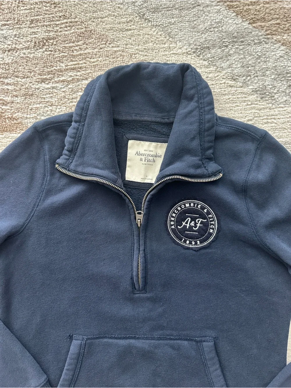 Abercrombie & Fitch Women’s Navy Half-Zip Pullover with Patch Size L
